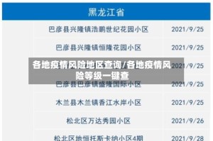 各地疫情风险地区查询/各地疫情风险等级一键查