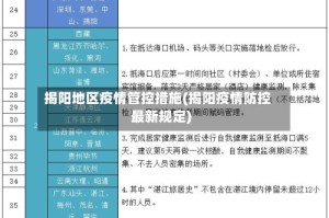 揭阳地区疫情管控措施(揭阳疫情防控最新规定)