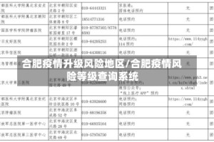 合肥疫情升级风险地区/合肥疫情风险等级查询系统