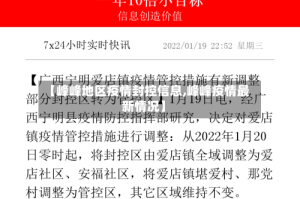 【峰峰地区疫情封控信息,峰峰疫情最新情况】