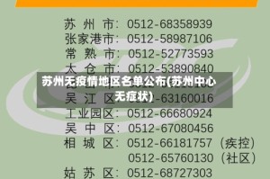 苏州无疫情地区名单公布(苏州中心 无症状)