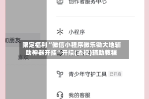 限定福利“微信小程序微乐锄大地辅助神器开挂”开挂(透视)辅助教程