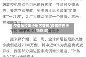 疫情防控等级地区查询(疫情管控级别查询)