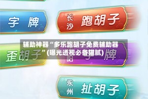 辅助神器“多乐跑胡子免费辅助器”(曝光透视必备猫腻)