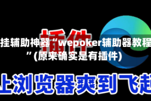 开挂辅助神器“wepoker辅助器教程”(原来确实是有插件)